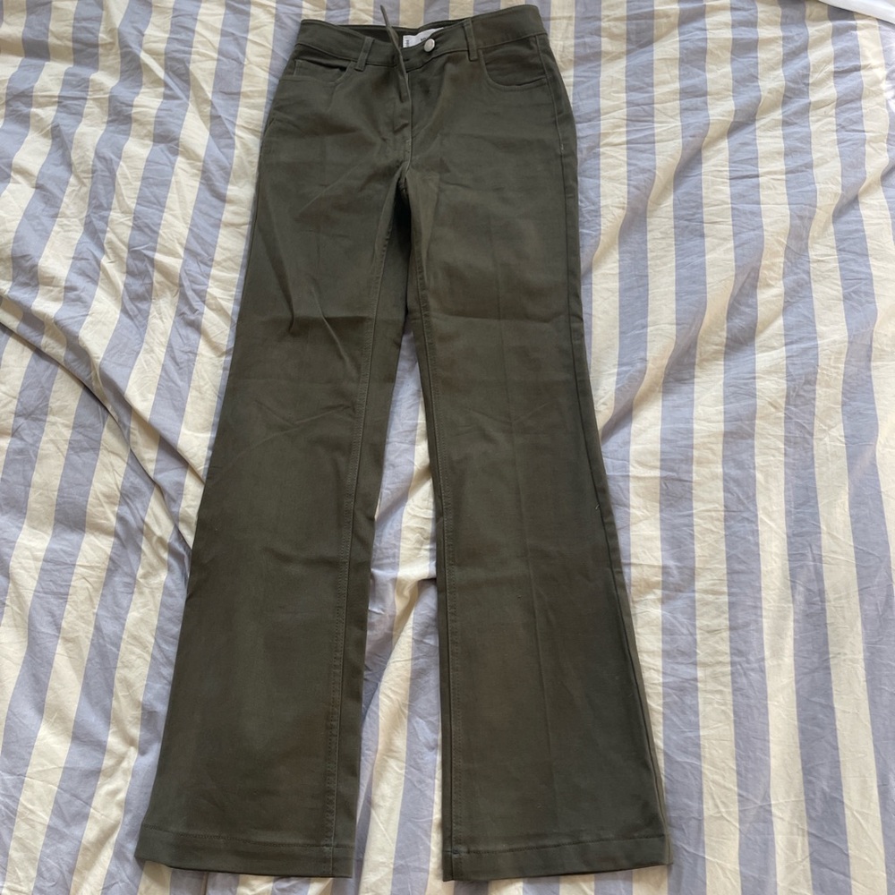 Mango olive green bootcut flare jeans - size 2/24